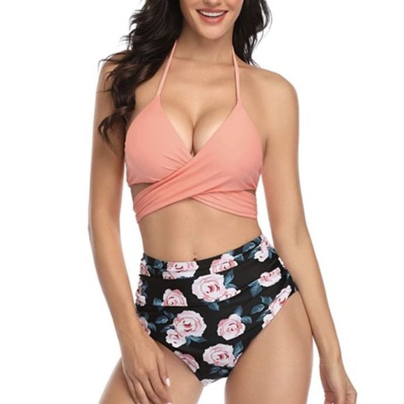 BeachQueen Halter High Waisted Wrap Bikini Set S - Picture 2 of 7